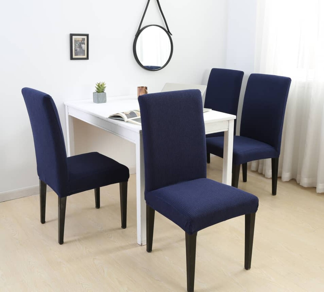 Set 6 fundas para silla cubre asientos elastizada lisa - Azul 