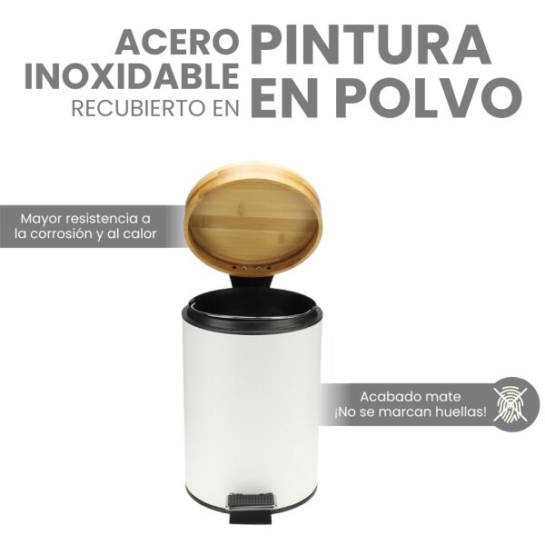 Cesto de basura 3 Litros Residuos Papelera Extraíble Acero Inoxidable Blanco CB007 Cesto de basura 3 Litros Residuos Papelera Extraíble Acero Inoxidable Blanco CB007