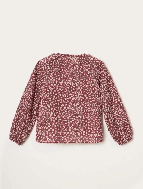 BLUSA INFANTIL ESTAMPADA CON BOTONES BORDEAUX