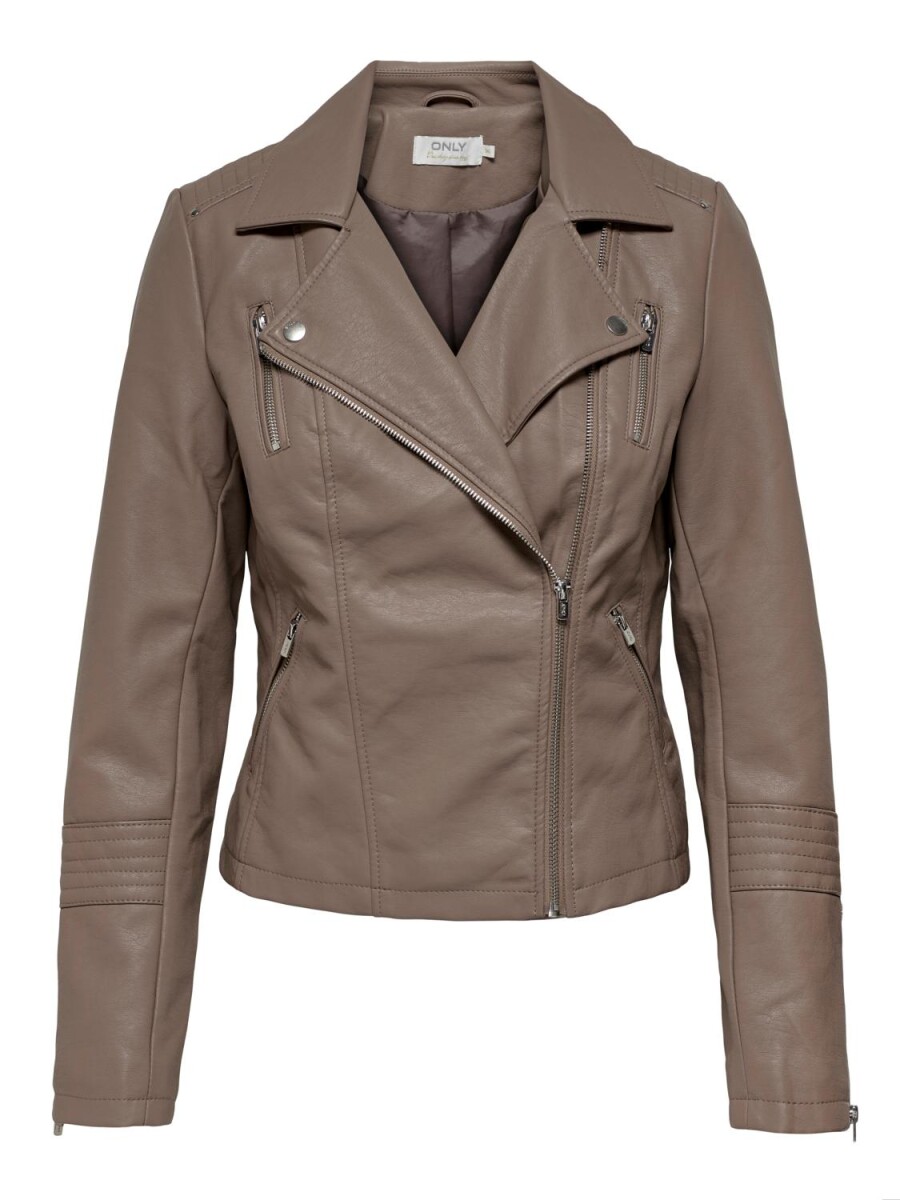 Chaqueta Gemma Biker Efecto Piel - Walnut 