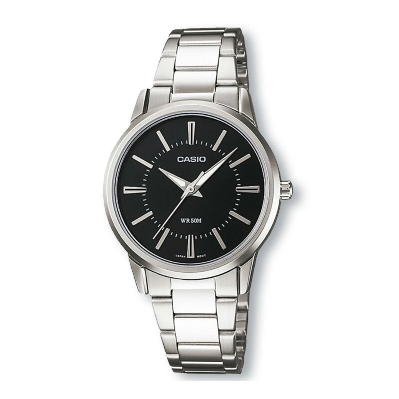Reloj Casio LTP1303D-1AVDF para dama con correa de acero Negro