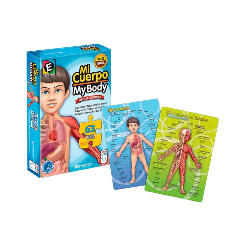 Puzzle Ronda mi cuerpo educativo bilingüe con 63 piezas Puzzle Ronda mi cuerpo educativo bilingüe con 63 piezas