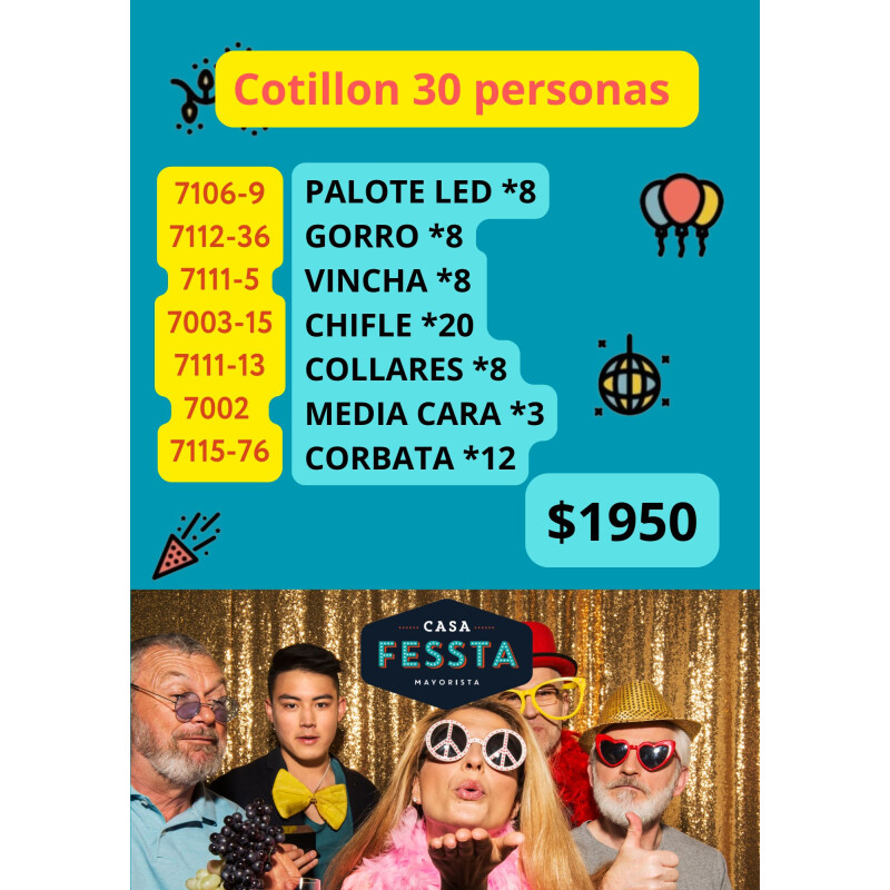 Combo de Cotillon 30 Personas Combo de Cotillon 30 Personas