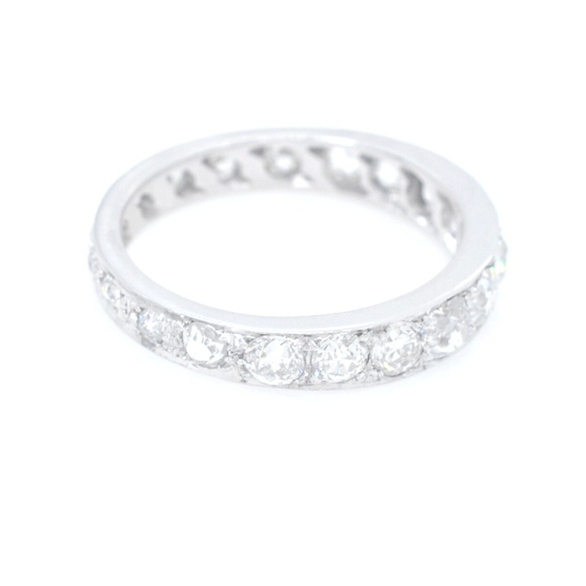 Anillo sin fin en oro 18k blanco con brillantes y diamantes 