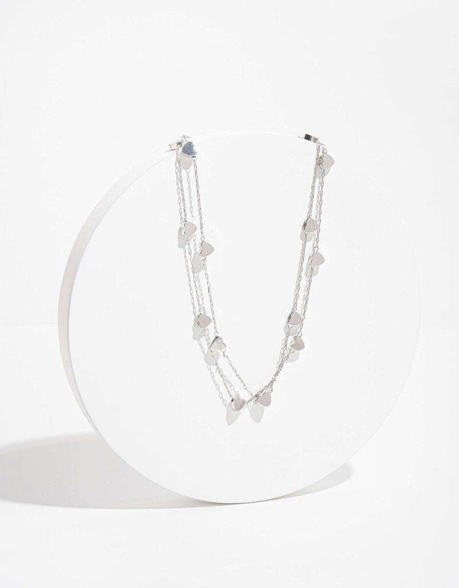 Collar De Corazones - Plateado Rodio 