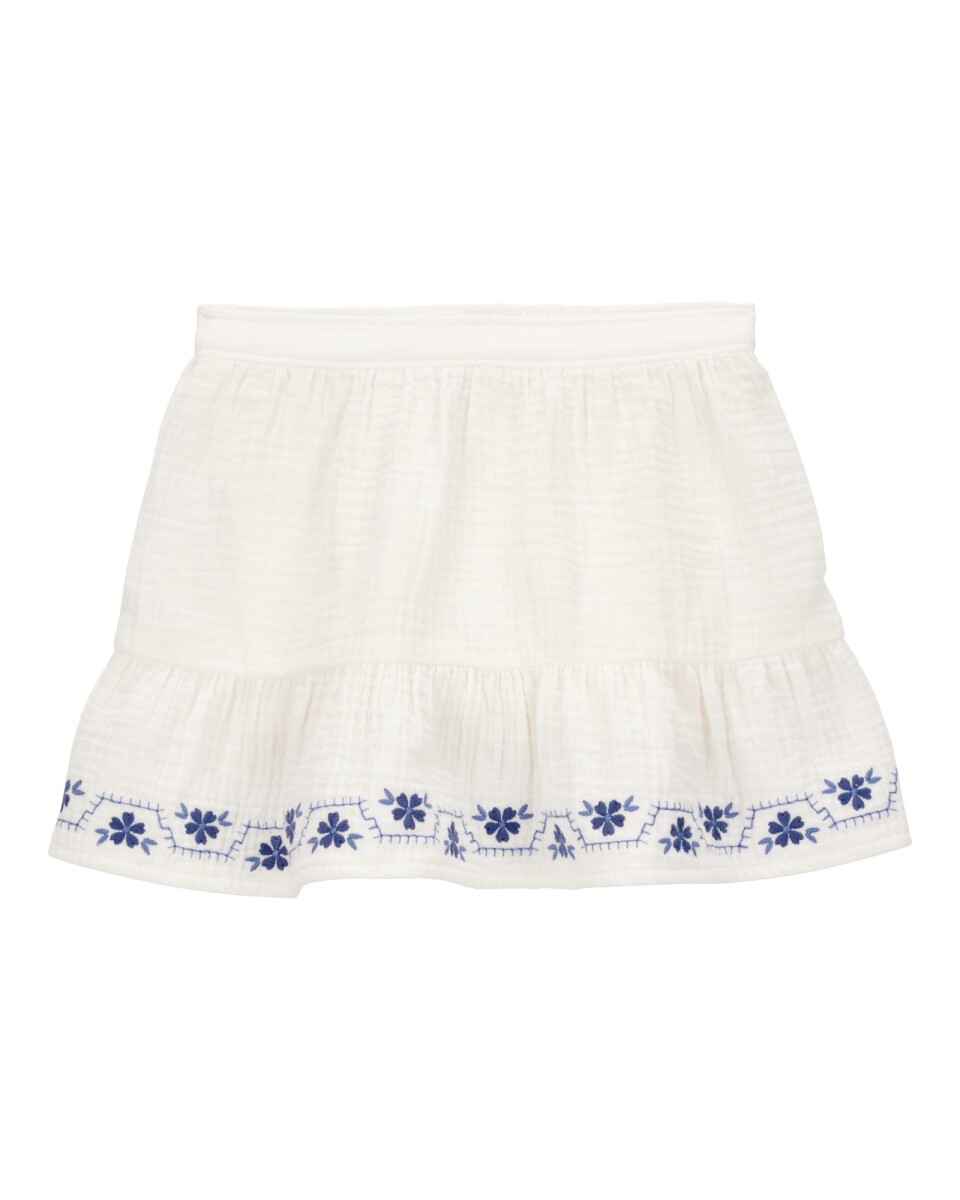 Pollera short de gasa, con bordado floral 
