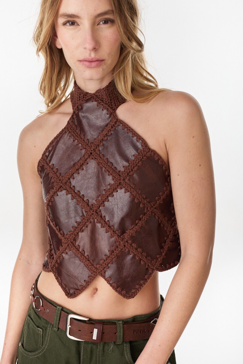 Top Leather Goth Marron