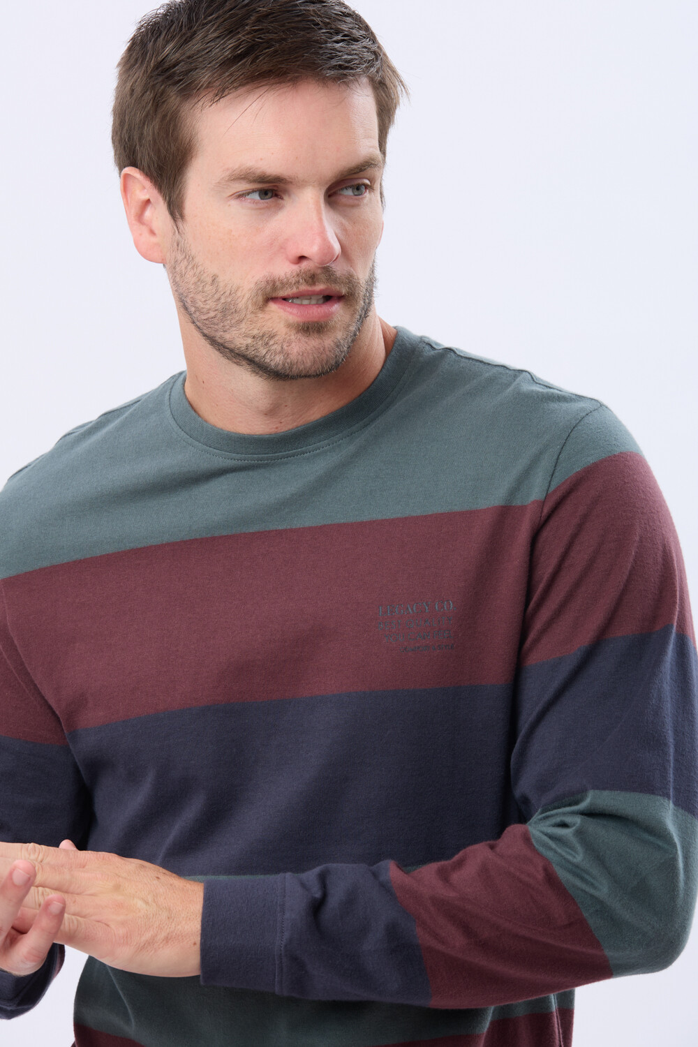 REMERA RAYADA CON ESTAMPA Azul