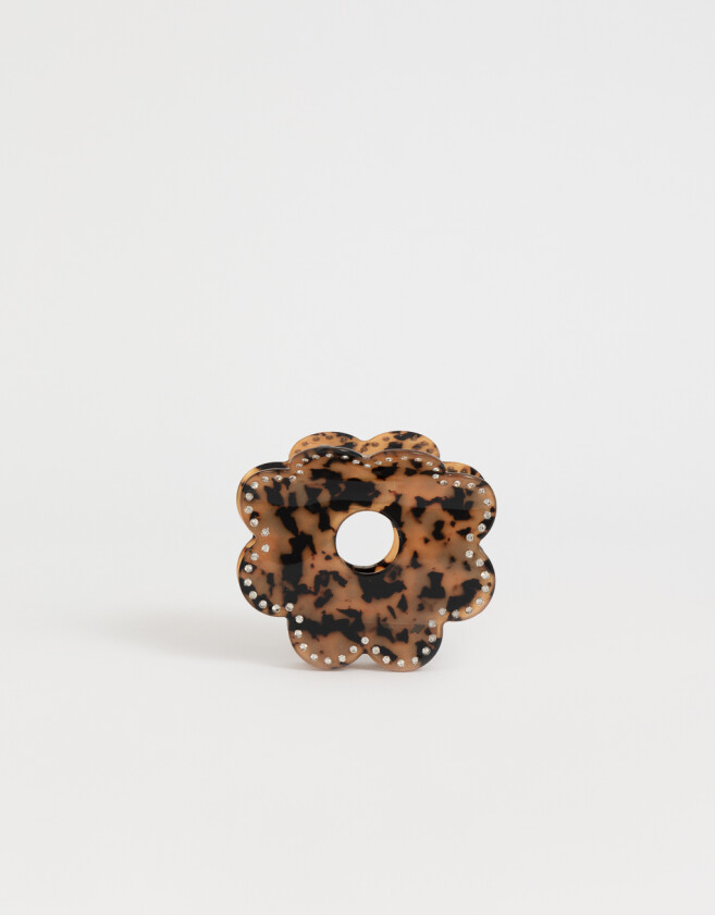Broche Carey Broche De Flor Con Strass - Marron Carey