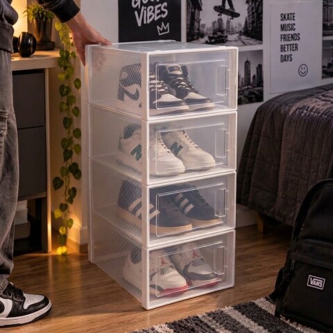 Set X4 Caja Organizadora Zapatos Zapatero Apilable Championes Calzado Premium Imback Blanco Set X4 Caja Organizadora Zapatos Zapatero Apilable Championes Calzado Premium Imback Blanco