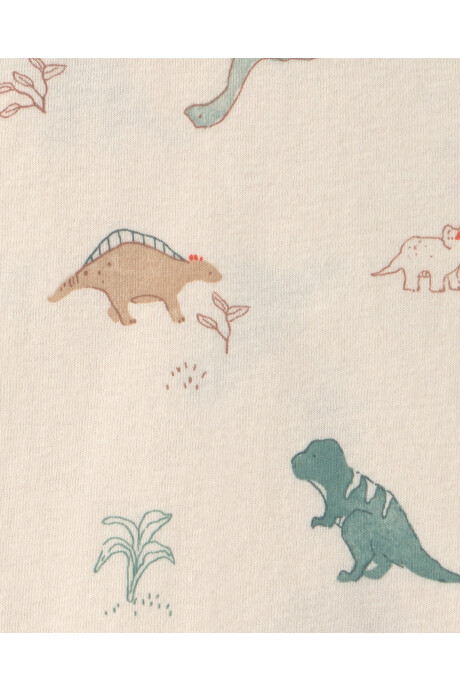 Set tres piezas de algodón, pantalón y bodies, verde y crema, diseño dinos Sin color