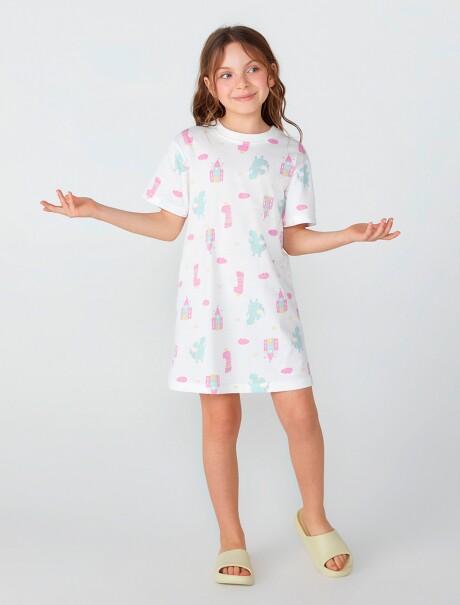 CAMISÓN INFANTIL ESTAMPADO BLANCO
