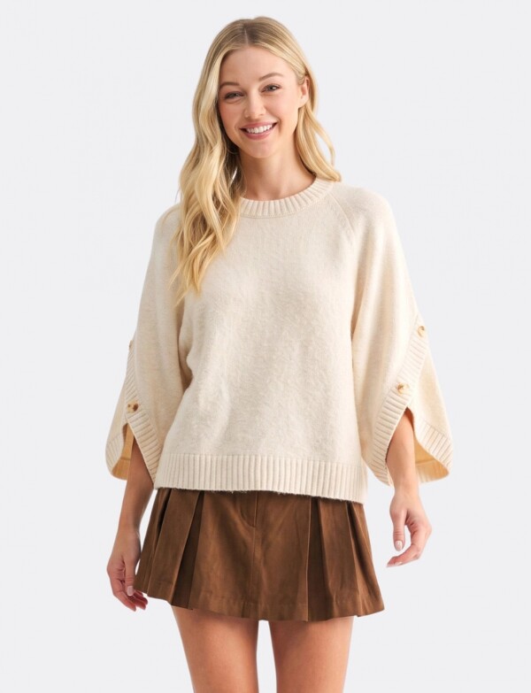 Buzo Dolman Tejido Con Botones BEIGE CLARO