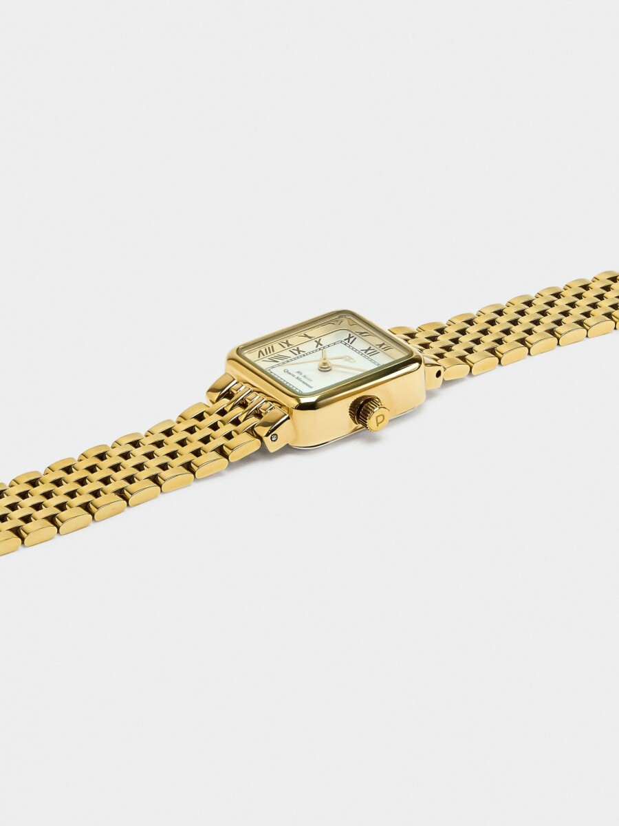 Reloj Cuadrado Con Pulsera De Acero Inoxidable dorado