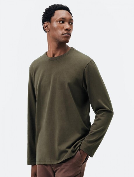 CAMISETA BÁSICA DE ALGODÓN VERDE OSCURO