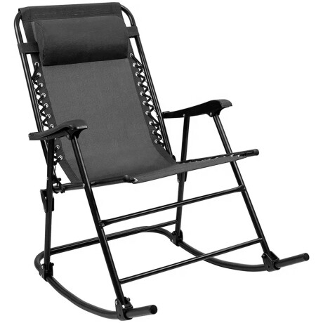 Silla Reposera Mecedora Plegable Con Almohadilla Negro