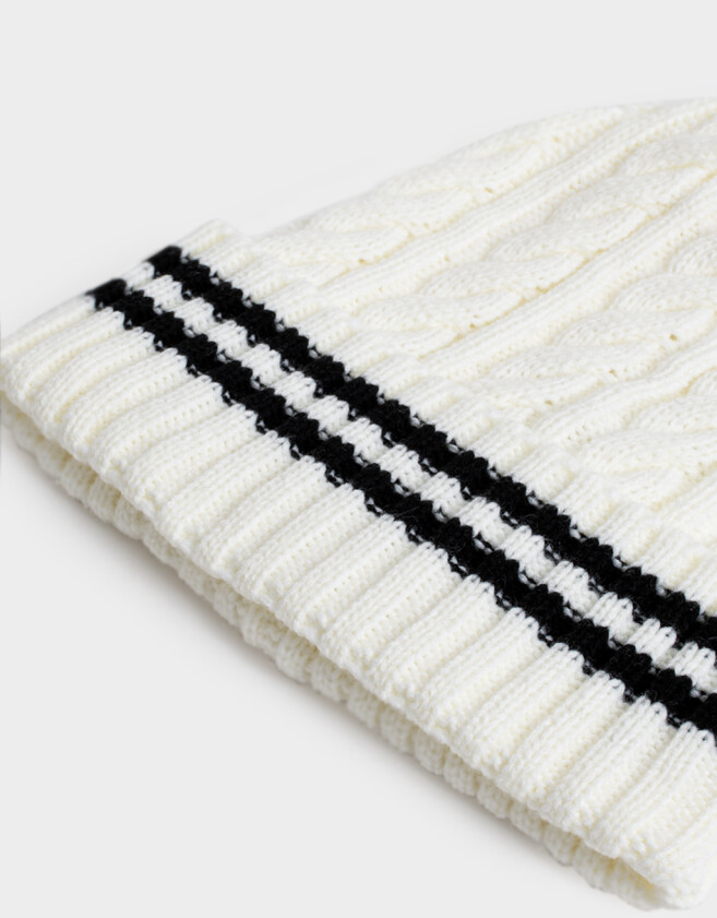 Gorro Romántico Gorro Tejido Varsity Crudo - Blanco Crudo