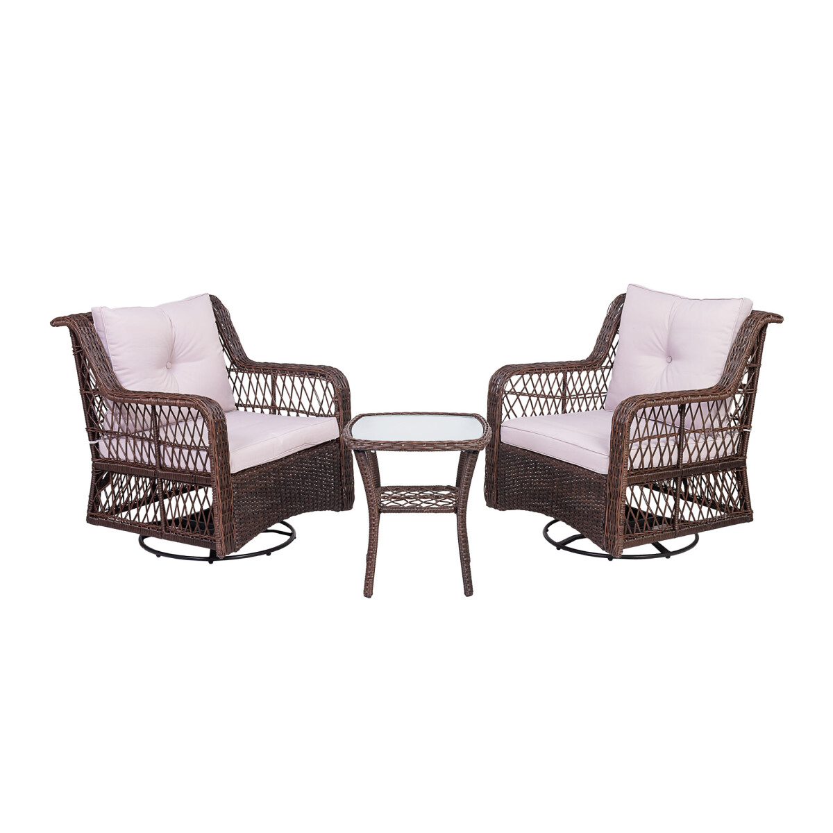 SET DE TERRAZA - RATTAN-SINTETICO-Y-ACERO NATURAL-BEIGE SWIVEL II 