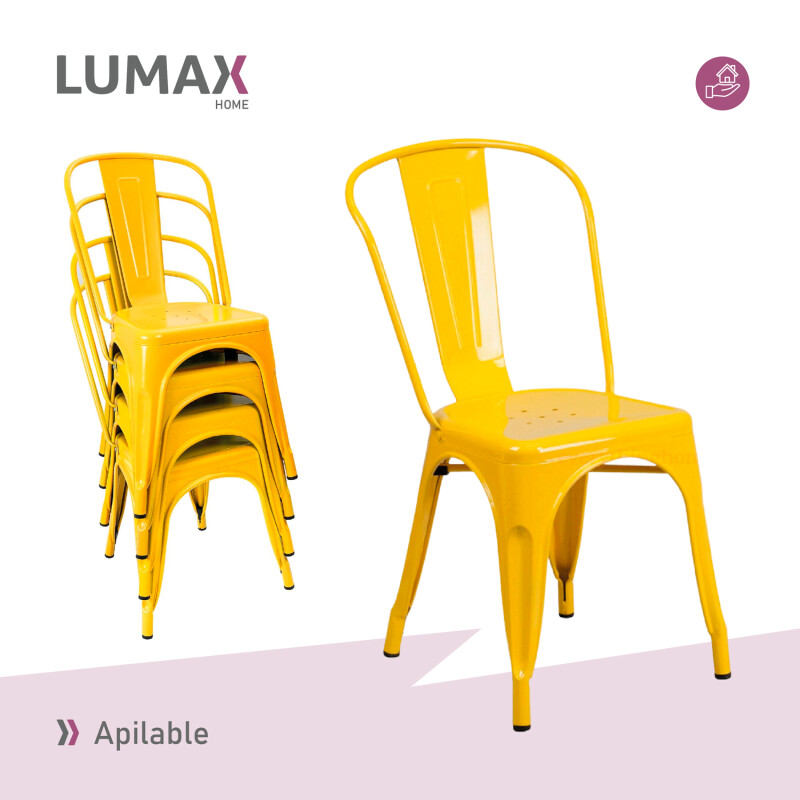 Pack 6 Sillas Tolix Lumax Varios Colores Living Comedor Amarillo