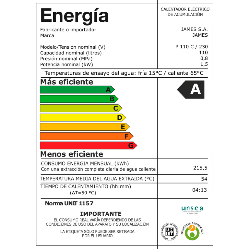 Calefón James 110 Litros Cobre Calefón James 110 Litros Cobre