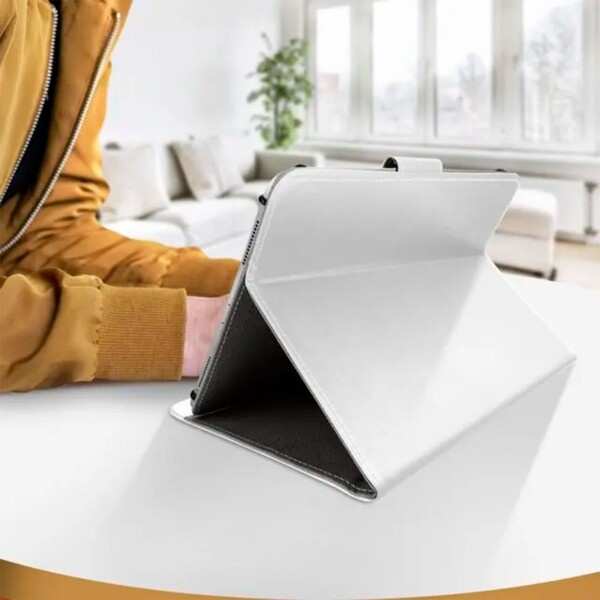 Estuche Funda Protector Soporte Tablet 10.1 10 9 Simil Cuer Color Variante Blanco