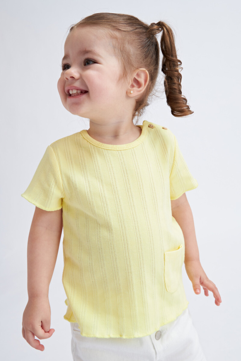 Camiseta de rib manga corta Amarillo