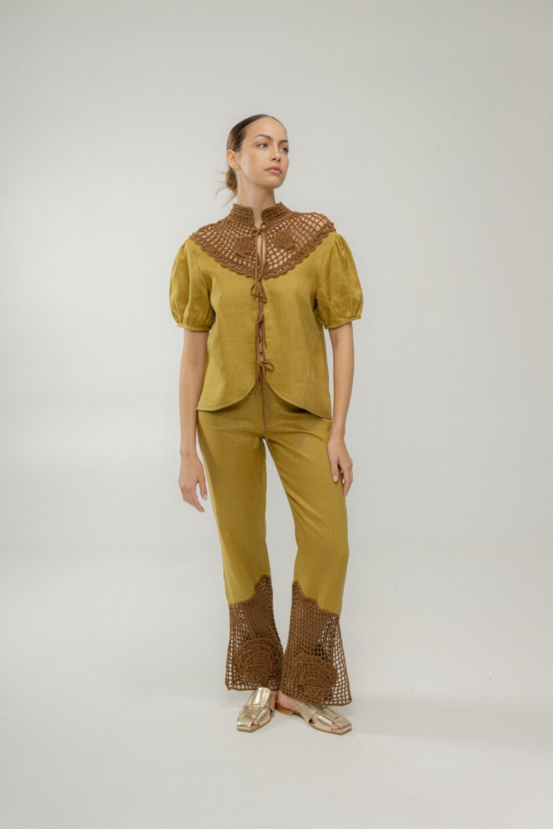 PANTALON BEA CROCHET Pistacho