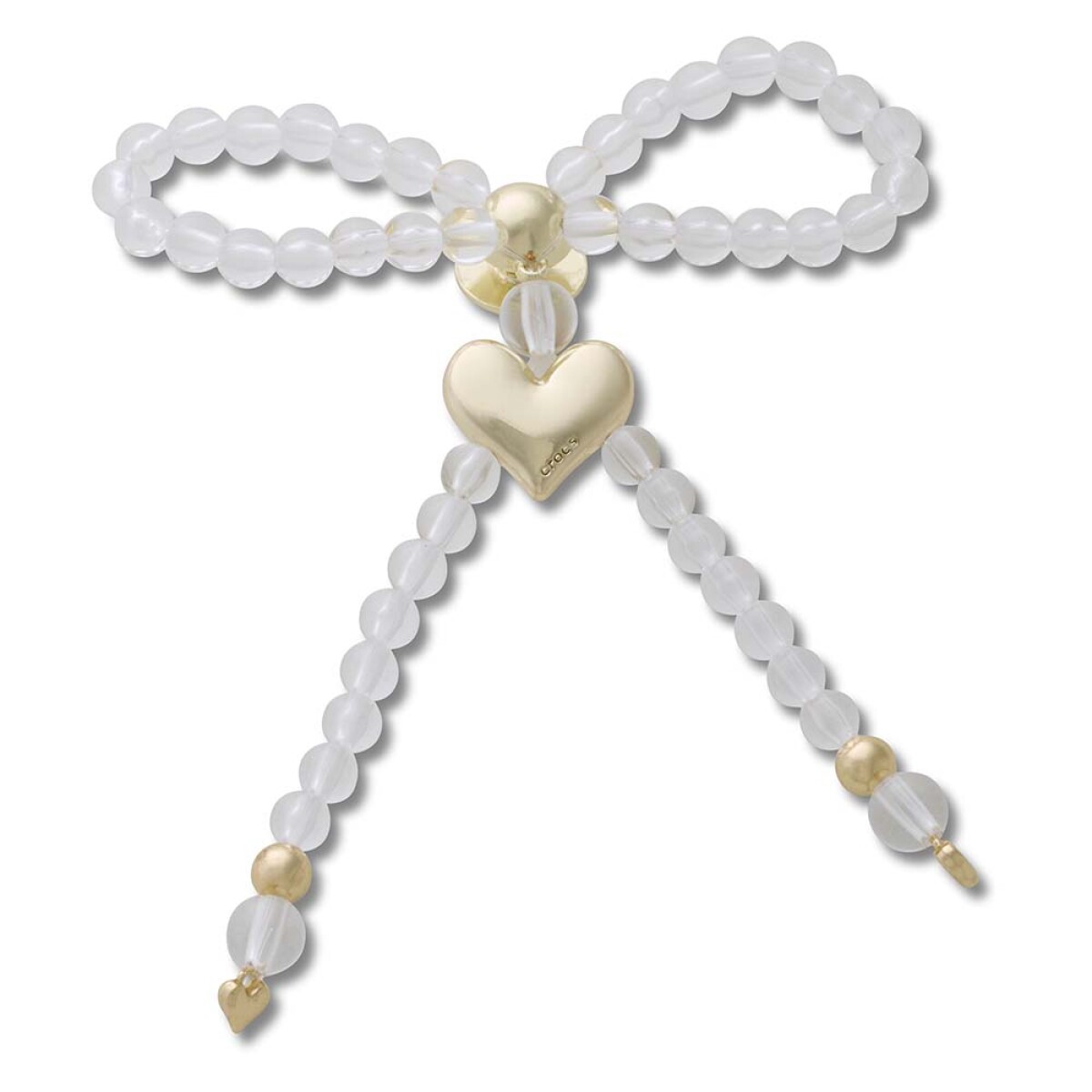 Jibbitz Beaded Bow with Gold Heart 