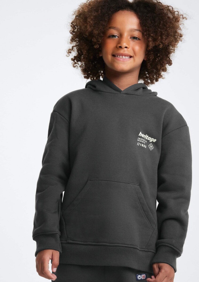 BUZO INFANTIL ESTAMPADO CON CAPUCHA - GRIS 