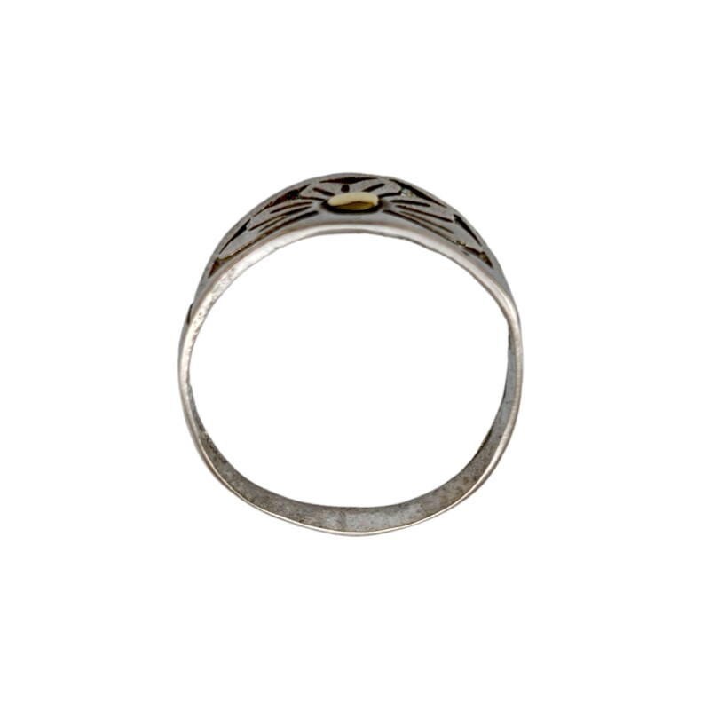 Anillo Flor-Plata y Oro-Sin Piedra-AN5476 sinpiedra