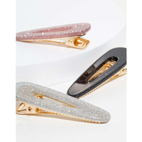 Set De Horquillas Shinny Combinacion Tricolor