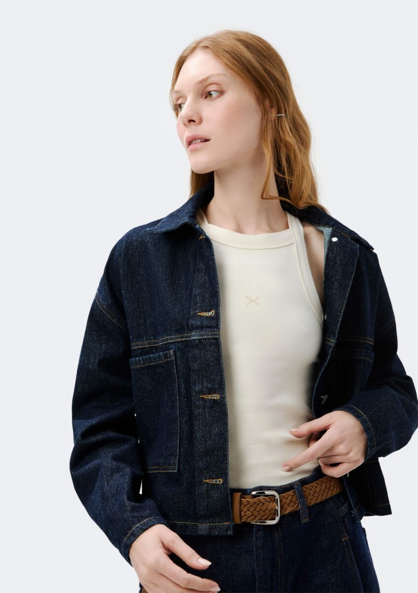 CAMPERA DE JEAN CON BOTONES - AZUL 