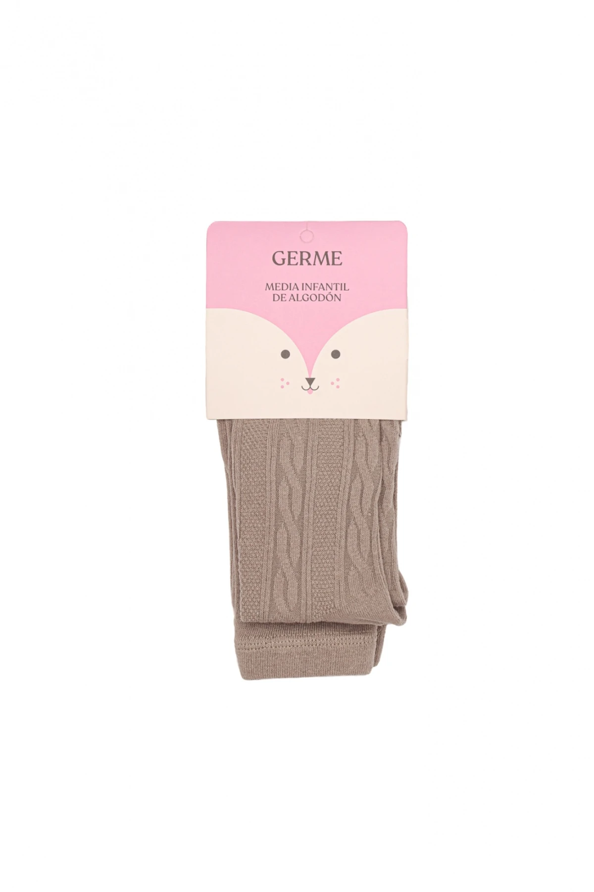 Media Infantil Rib de Algodón Beige Oscuro