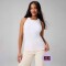 Bividi Modal Rib High Neck Built-In Bra Tank Mujer Classic White