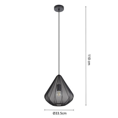 Lámpara colgante tejido negro y acero E27 DOLWEN EG0040