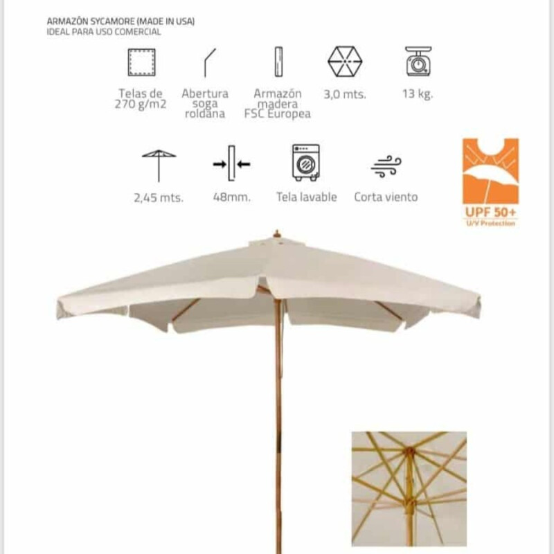 Sombrilla Comercial 3M Octogonal UV50+ Sombrilla Comercial 3M Octogonal UV50+