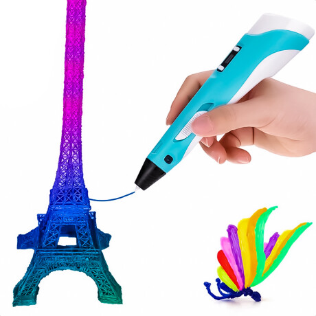 Lápiz Impresora 3d + 20 Filamentos Marcador Lapicera Azul