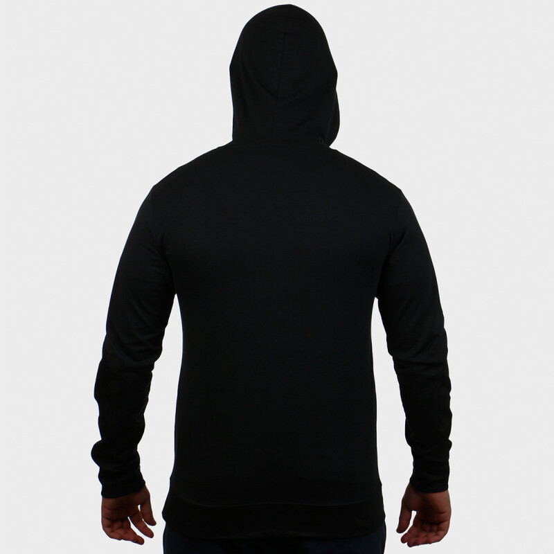 Diadora Men Cotton Polyester Combined Jacket With Hood- Black Negro