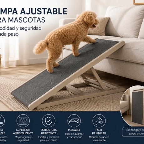Rampa Mascotas Ajustable Plástico Calidad HTS Beige