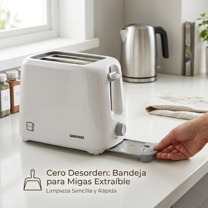 Tostadora Eléctrica Daewoo | Ranuras Anchas | Color blanco Tostadora Eléctrica Daewoo | Ranuras Anchas | Color blanco