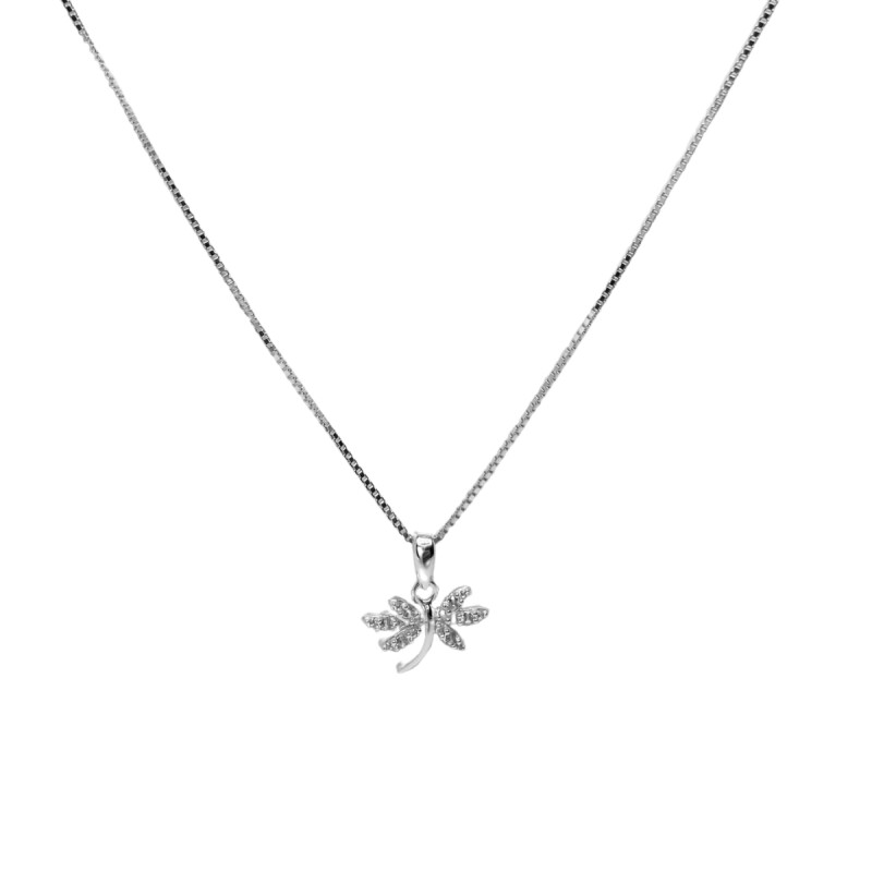 CONJUNTO CADENA TIPO VENECIANA DE PLATA CON LIBELULA MINI CON PIEDRAS L9m111294