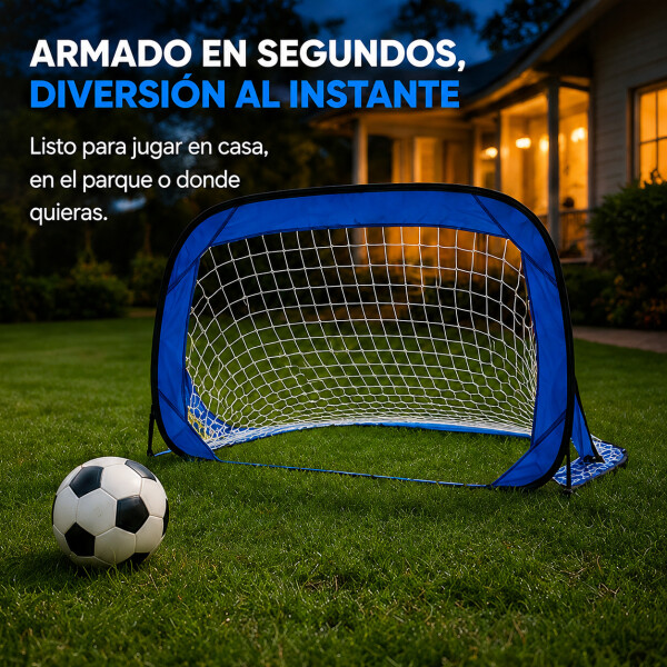 Arco Futbol Plegable Infantil Tela Oxford Facil Armado Niños Variante Color Azul