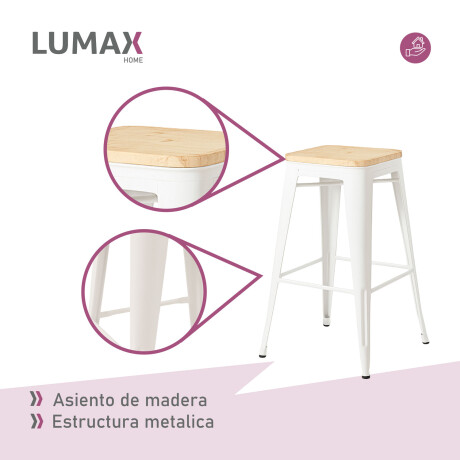 Taburete Tolix en metal y asiento de madera Blanco