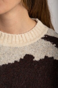 Sweater Animal Print Vaca Combinado Marrón