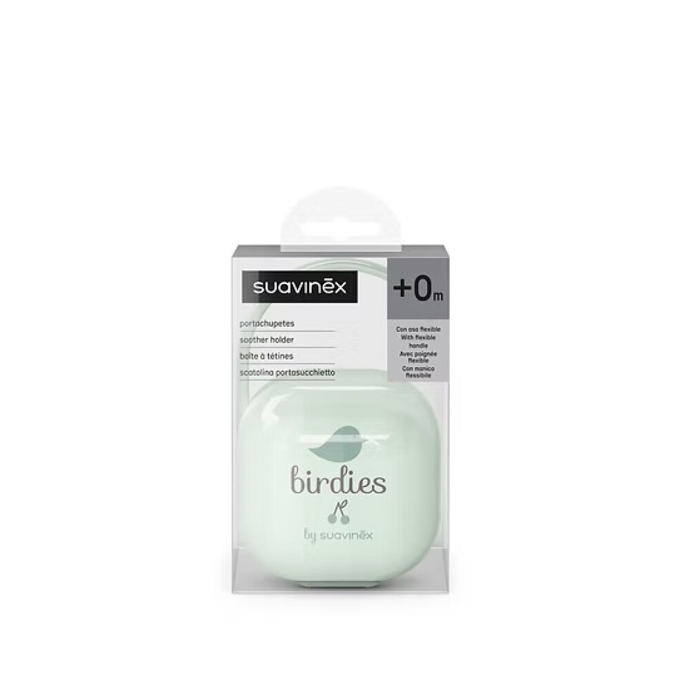 Porta chupete pod suavinex PRINTS bird verde agua