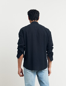 011954 CAMISA HARRINGTON LABEL LINO Negro