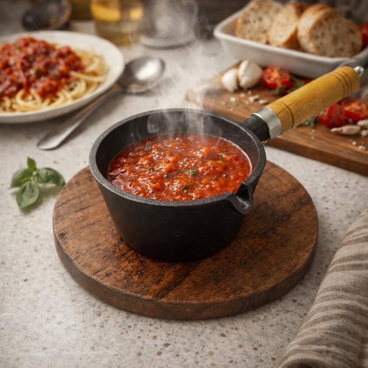 Sarten para Salsa de Hierro con Mango Madera 