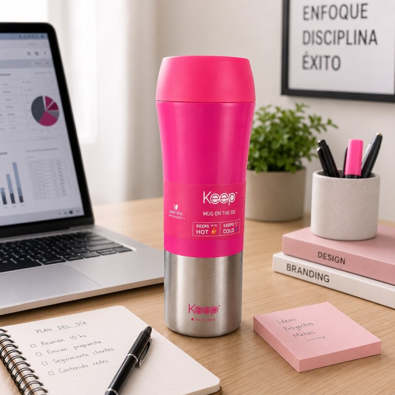 Mug en Acero Inoxidable Frio/Calor 400ml Rosado