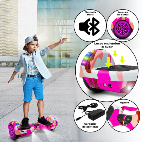 Skate Hoverboard Eléctrico 6.5 Bluetooth Luces Led N1 Rosado