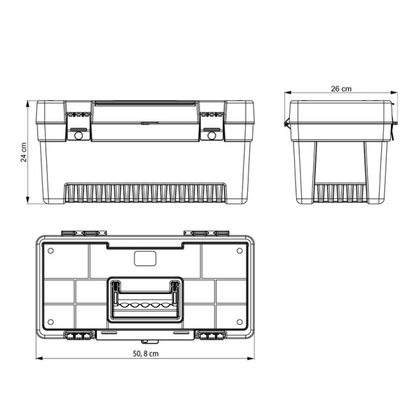 Caja de herramientas 20" tapa transparente. TN0840